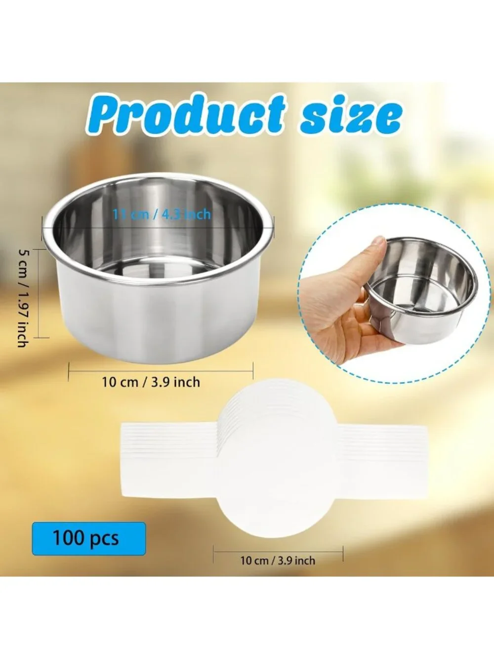 9-Pack Mini Round Cake Pan Set with Easy Lift Liners - Stainless Steel, Oven